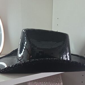 👢Elegant Black Sequin Western Hat